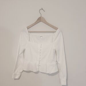 Cropped white peasant top